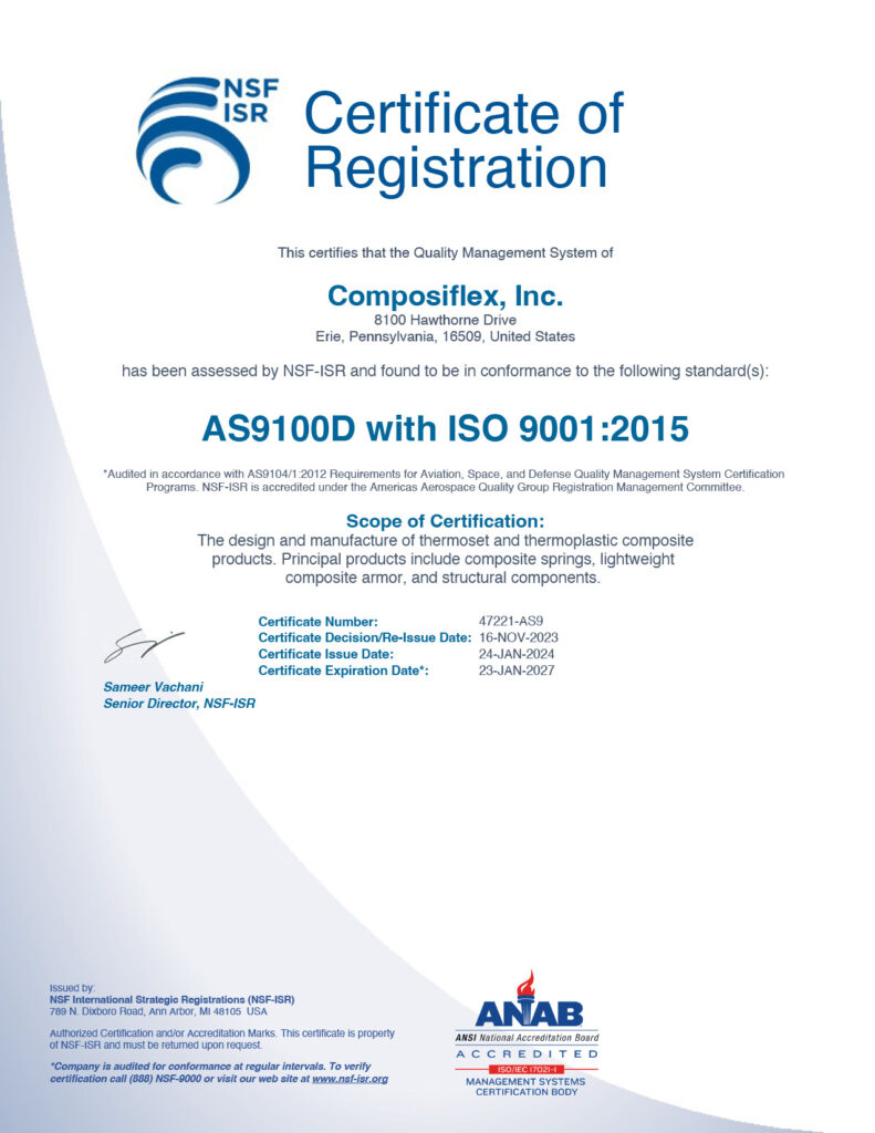 Certificate of Registration AS9100 ISO 9001